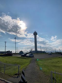 納沙布岬の塔 納沙布岬の塔 北海道,塔,青空の写真素材