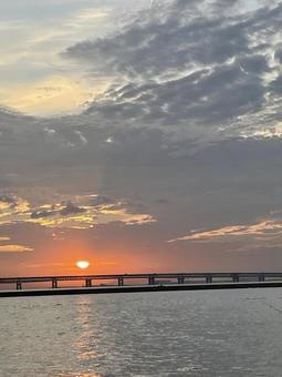 夕日 夕日 景色,綺麗,海の写真素材