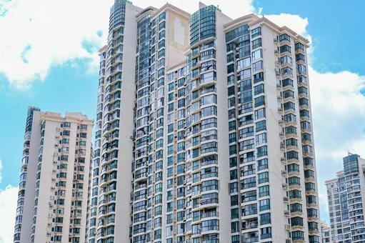 中国社会・上海の高層マンション群 上海,マンション,住宅の写真素材