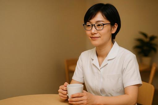 休憩中の看護師 休憩中の看護師の写真