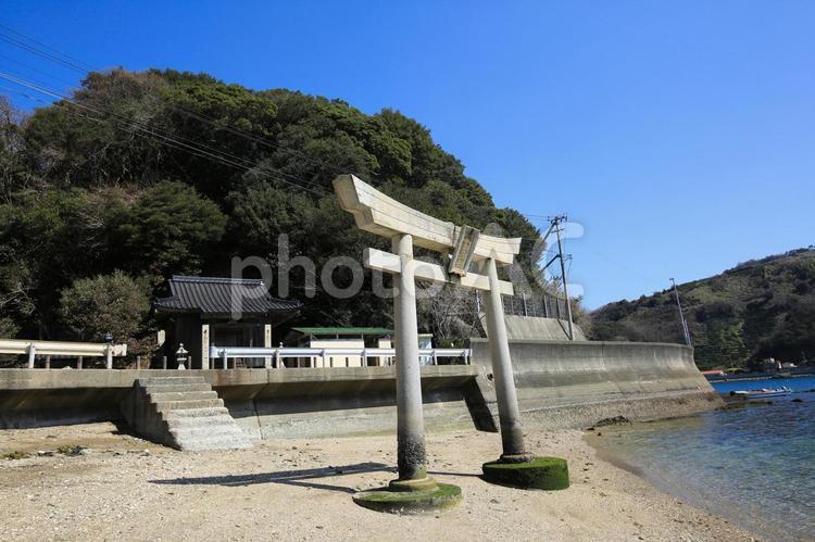 愛媛県八幡浜市　舌間厳島神社　海の鳥居 舌間厳島神社,厳島神社,神社の写真素材