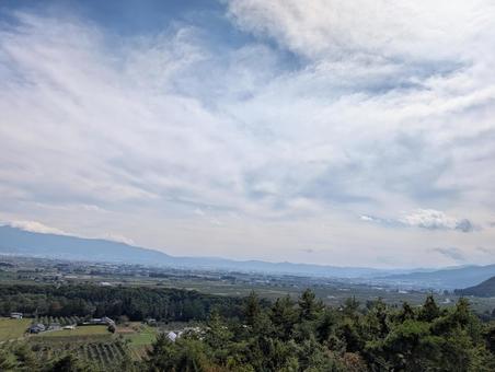 田舎の風景３ 空,雲,山の写真素材