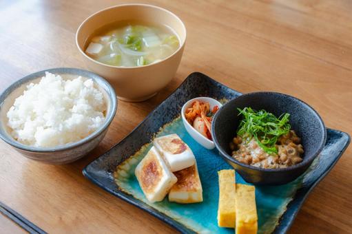 Natto and rice breakfast, JPG