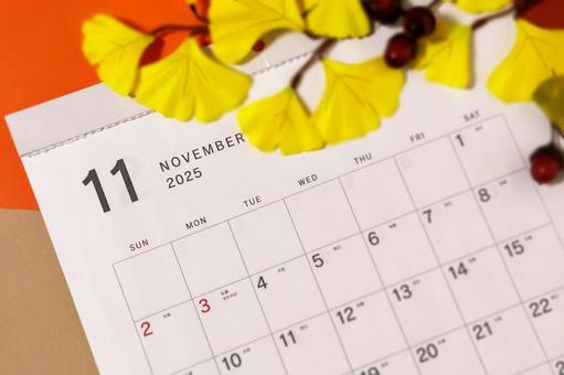 2025年11月カレンダー秋のイメージ4 2025年11月カレンダー秋のイメージ4 11月,カレンダー,11の写真素材