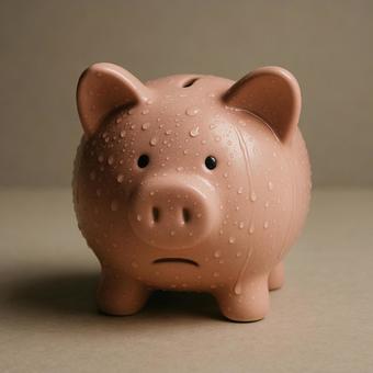 豚の貯金箱(経済不安) 豚の貯金箱(経済不安)の写真