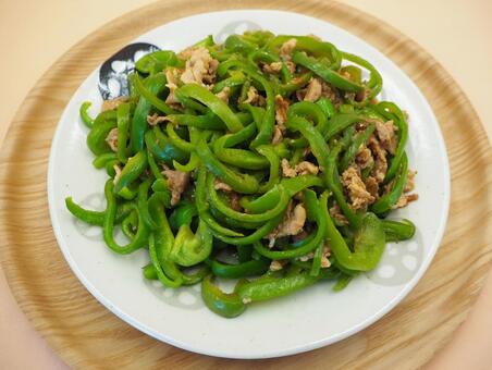 手作り・青椒肉絲（皿に盛る） 青椒肉絲,手作り,ピーマンの写真素材