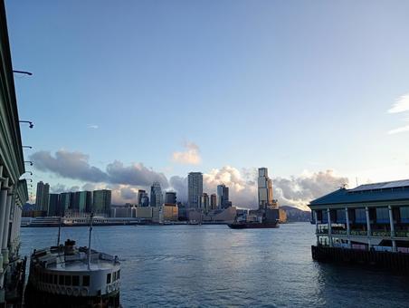 香港の町並み 香港の町並み 運河,風景,船の写真素材