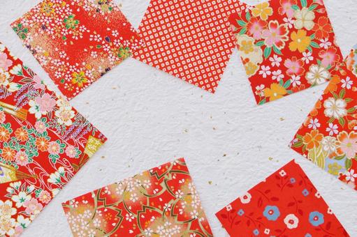 千代紙フレーム 年賀状,和紙,フレームの写真素材