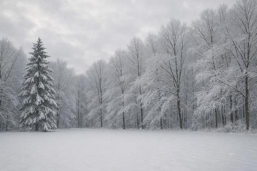 雪が積もる冬の森 雪が積もる冬の森の写真