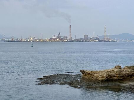 下関市彦島から見た北九州の風景 関門海峡,夏,下関の写真素材