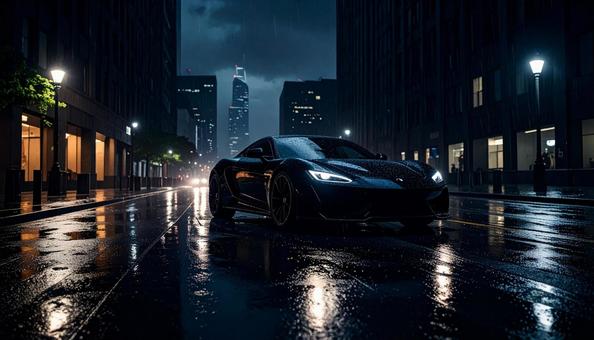 雨の夜の都会を走る 雨の夜の都会を走るの写真