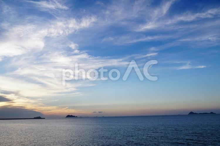 夕方の海の風景 夕方,海,海岸の写真素材