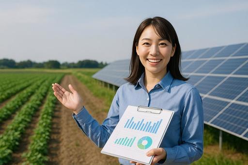 環境データを説明する若手農業指導員 環境データを説明する若手農業指導員の写真