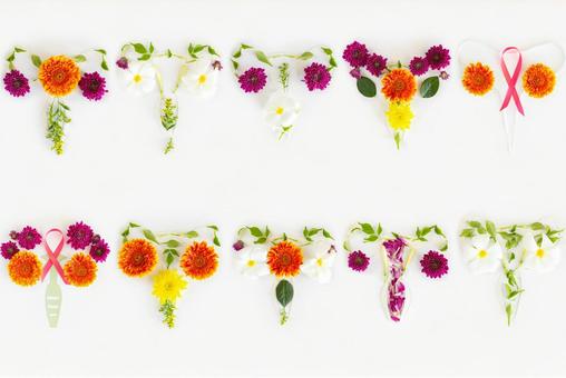 花と葉でできた複数の子宮 生理,月経,子宮の写真素材