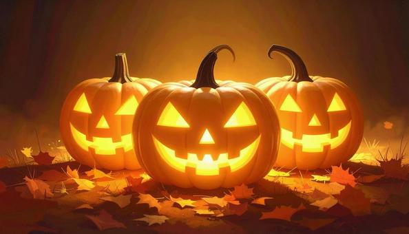 光るジャック・オ・ランタン　ハロウィンの写真