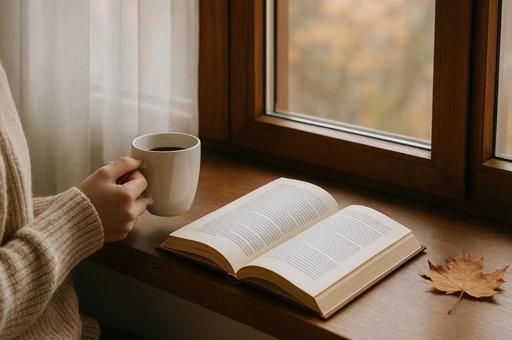 秋の読書とコーヒータイム 秋の読書とコーヒータイムの写真