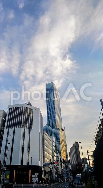 歌舞伎町タワーと空 建物,街並み,晴れの写真素材