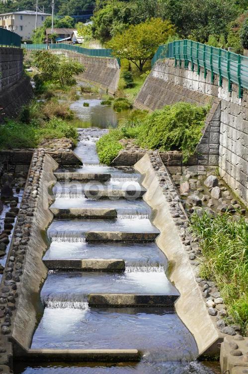 湯殿川の中流の流れ３ 湯殿川,川,自然の写真素材