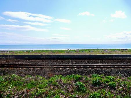 海沿いの線路 海沿いの線路の写真