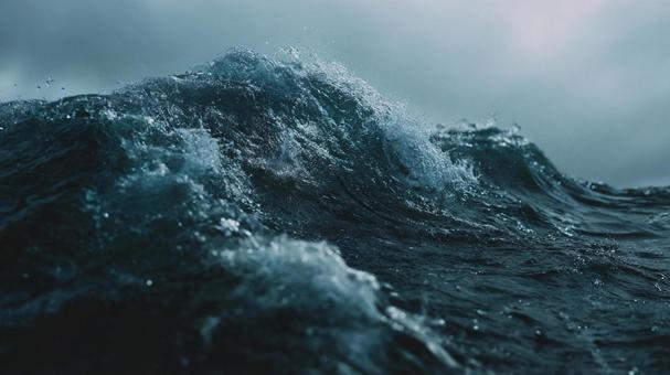 シネマティックな描写の、泡立つ海の波 シネマティックな描写の、泡立つ海の波の写真