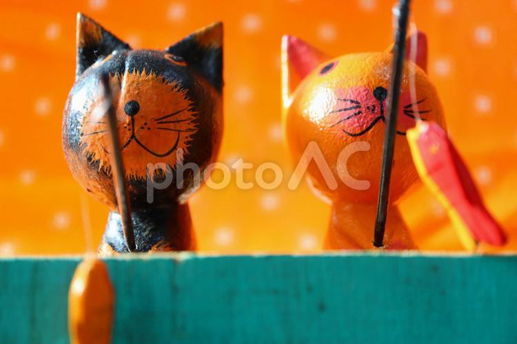 釣りをする猫 猫,置物,おもちゃの写真素材