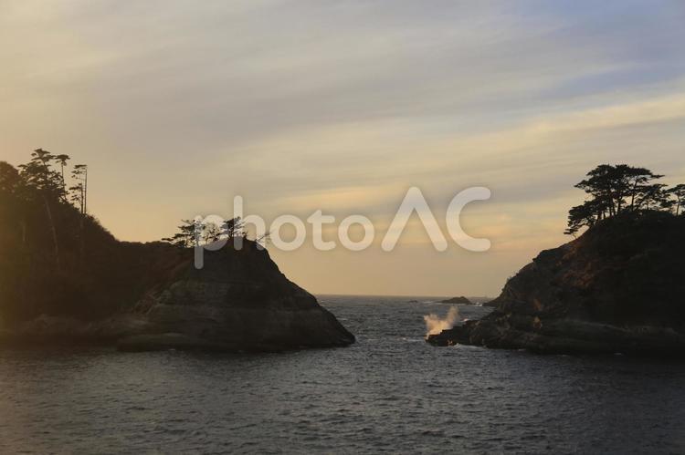 西伊豆町堂ヶ島の美しい夕景 美しい夕景,どうがしま,堂ヶ島の写真素材