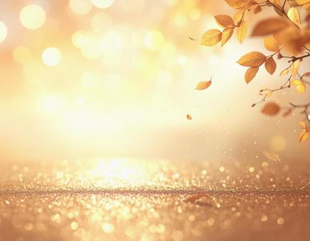 秋色グリッターと風に舞う落ち葉の背景の写真