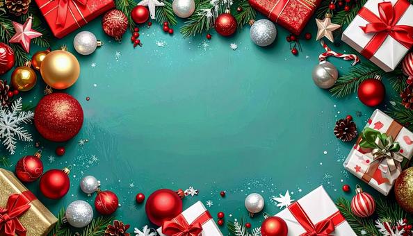 クリスマス フレーム グリーンの背景 クリスマス フレーム グリーンの背景の写真