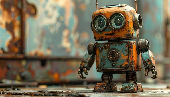 錆びついたレトロな人型ロボットのおもちゃ 錆びついたレトロな人型ロボットのおもちゃの写真