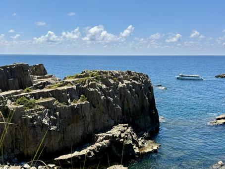 東尋坊の遊覧船 遊覧船,船,海の写真素材