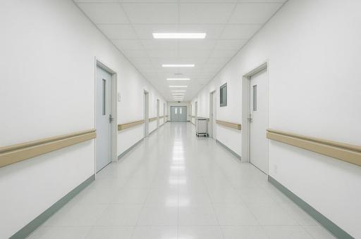 病院の廊下 病院の廊下の写真