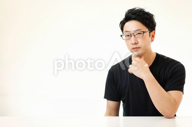 男性の美容 エステティック,長い髪,アンチエイジングの写真素材