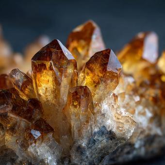 黄金色に輝く美しいシトリンの結晶 黄金色に輝く美しいシトリンの結晶の写真