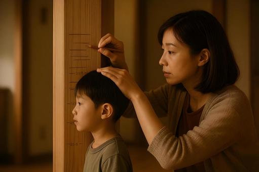 成長記録を刻む夜の写真