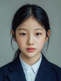 制服を着た真面目な表情の女の子 制服を着た真面目な表情の女の子の写真