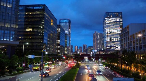 豊洲の夜景＆灯りと夜空（東京都・江東区） 豊洲,夜景,江東区の写真素材