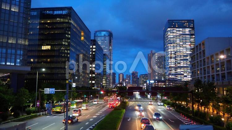 豊洲の夜景＆灯りと夜空（東京都・江東区） 豊洲,夜景,江東区の写真素材