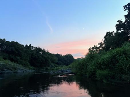 川 夕日 夕暮れ 川 夕日 夕暮れ 河,川遊び,自然の写真素材