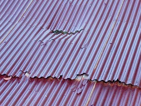 破損したトタン屋根 トタン屋根,屋根,破損の写真素材