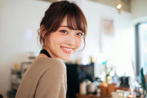 カフェで働く女性-1 カフェで働く女性-1の写真