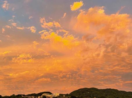 東の夕空 夕焼け,夕空,空の写真素材