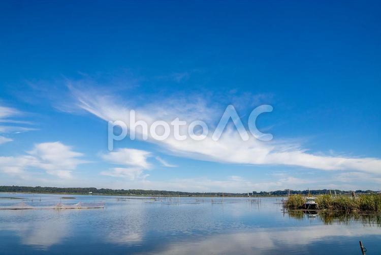 湖畔の風景 湖畔,湖,ボートの写真素材