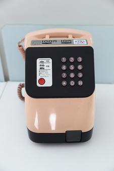 Photo, public phone, pink phone, fixed-line phone, 