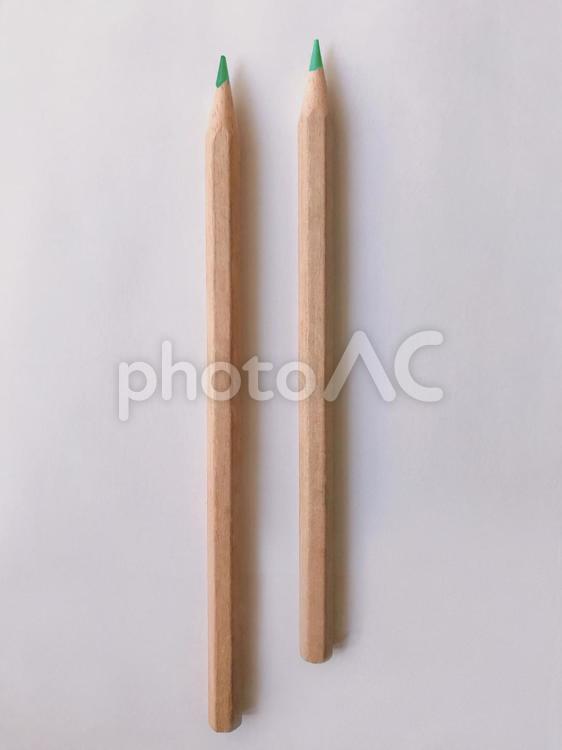 2本の緑色の鉛筆 色鉛筆,色えんぴつ,色エンピツの写真素材