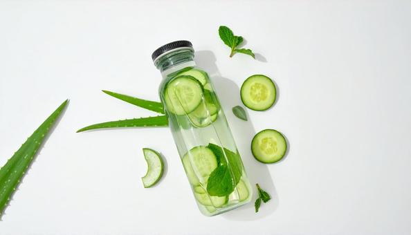 キュウリとアロエベラで作ったドリンク キュウリとアロエベラで作ったドリンクの写真
