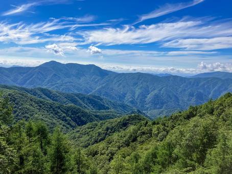 半月山駐車場から眺める夏の山並み 半月山駐車場から眺める夏の山並み 半月山駐車場,半月山,眺望の写真素材