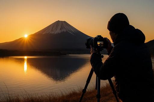 富士山日の出撮影風景 富士山日の出撮影風景の写真