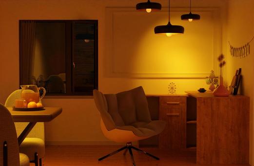Image of interior illuminated by warm lights at night Image of interior illuminated by warm lights at night