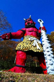 登別温泉で人気者の地獄の鬼 登別,登別市,温泉の写真素材