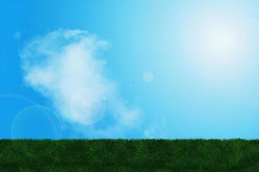 Blue sky and bank | psd layered background material, JPG